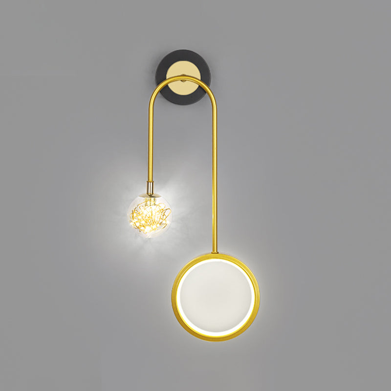 2-Light Round Wall Lighting Ideas Modern Style Metal Wall Mount Lamp