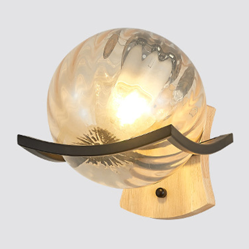 Modern Style Spherical Shape Wall Sconce Glass 1 Light Sconces for Bedroom