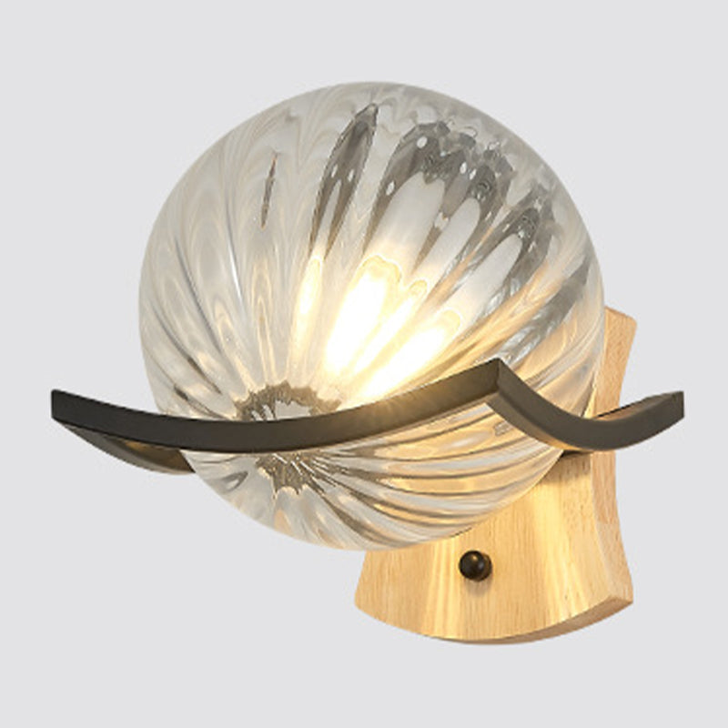 Modern Style Spherical Shape Wall Sconce Glass 1 Light Sconces for Bedroom