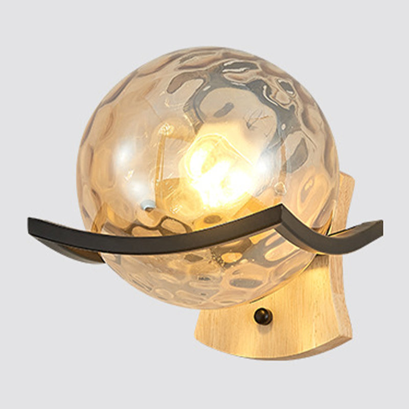 Modern Style Spherical Shape Wall Sconce Glass 1 Light Sconces for Bedroom