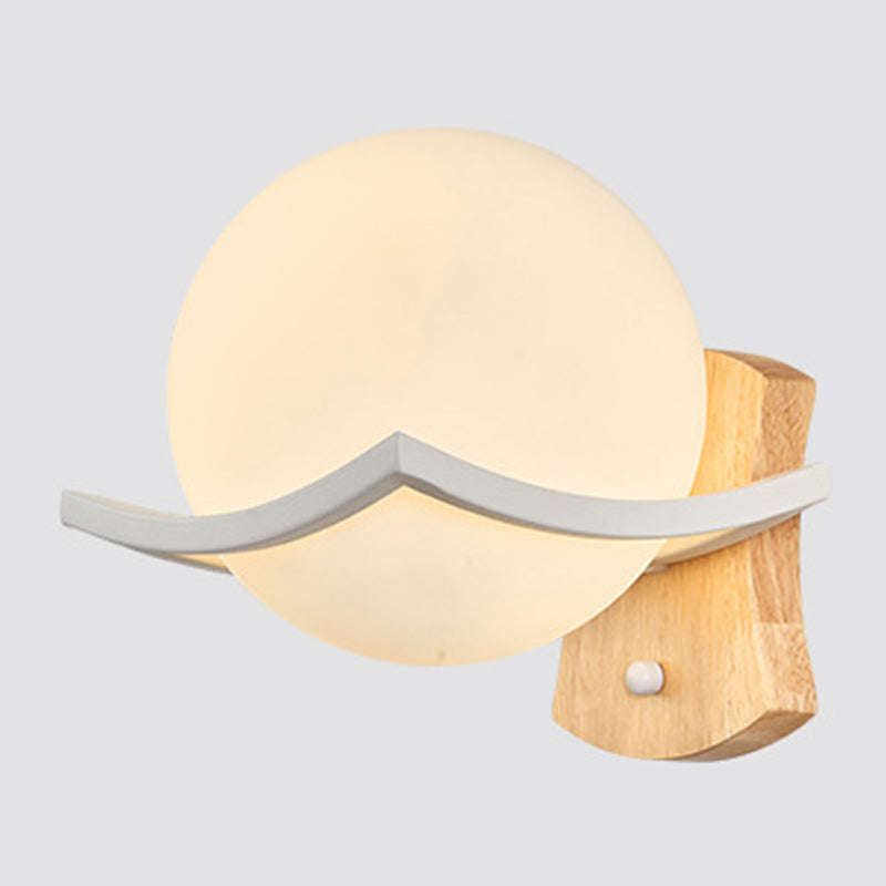 Modern Style Spherical Shape Wall Sconce Glass 1 Light Sconces for Bedroom