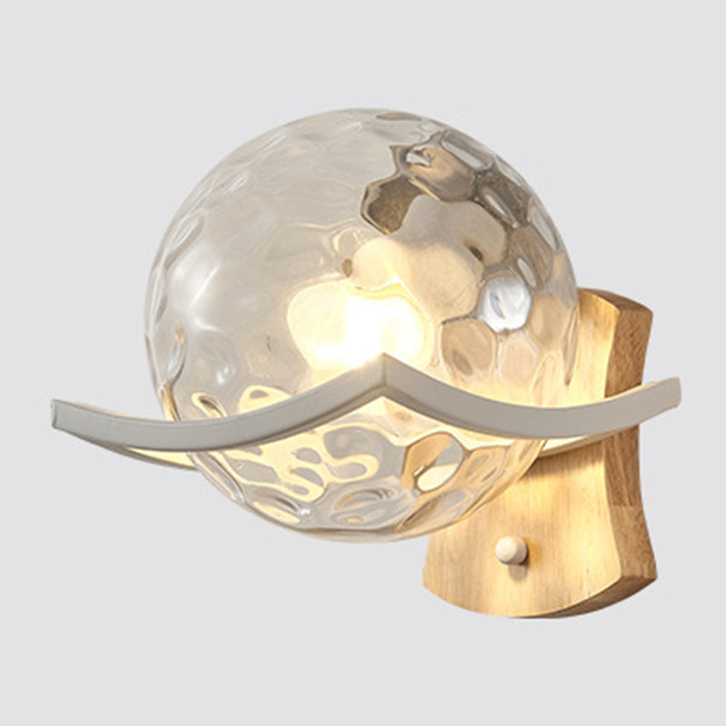 Modern Style Spherical Shape Wall Sconce Glass 1 Light Sconces for Bedroom