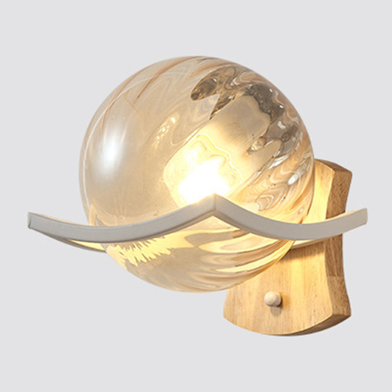 Modern Style Spherical Shape Wall Sconce Glass 1 Light Sconces for Bedroom