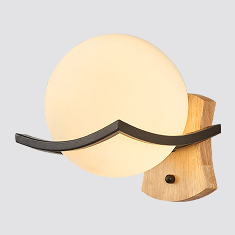 Modern Style Spherical Shape Wall Sconce Glass 1 Light Sconces for Bedroom