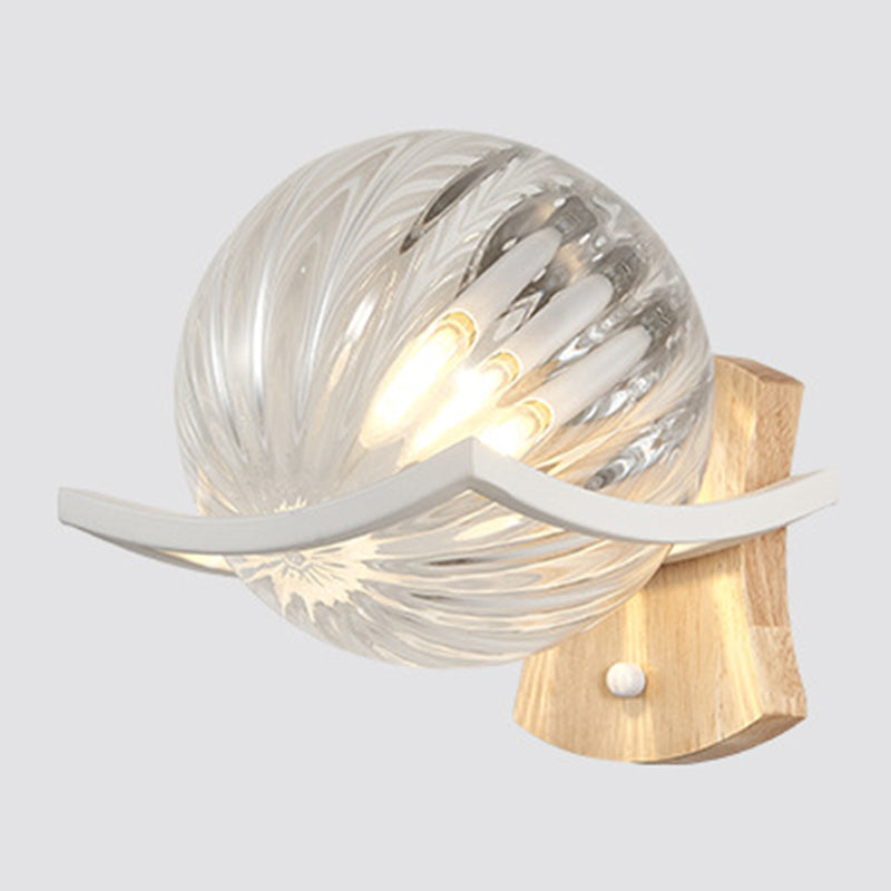 Modern Style Spherical Shape Wall Sconce Glass 1 Light Sconces for Bedroom