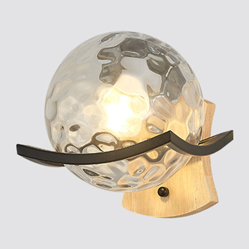 Modern Style Spherical Shape Wall Sconce Glass 1 Light Sconces for Bedroom