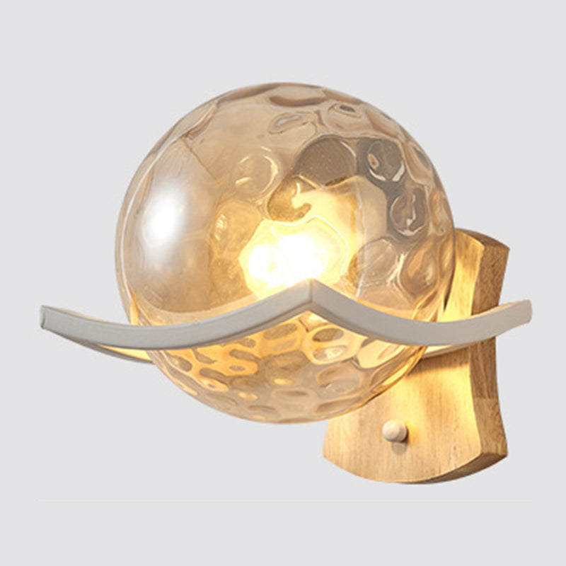 Modern Style Spherical Shape Wall Sconce Glass 1 Light Sconces for Bedroom