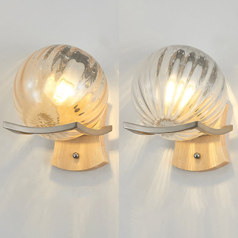 Modern Style Spherical Shape Wall Sconce Glass 1 Light Sconces for Bedroom