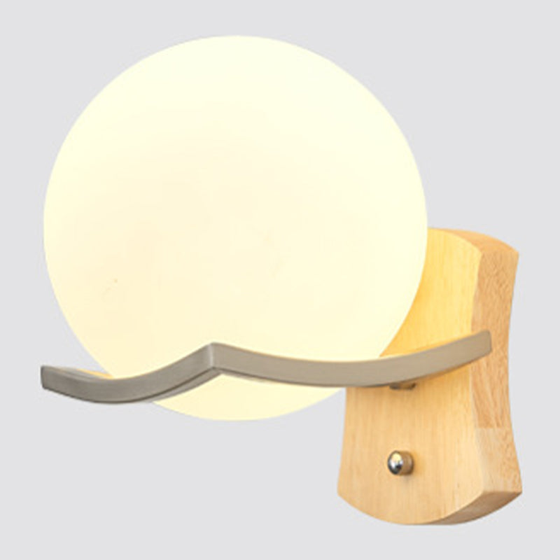 Modern Style Spherical Shape Wall Sconce Glass 1 Light Sconces for Bedroom