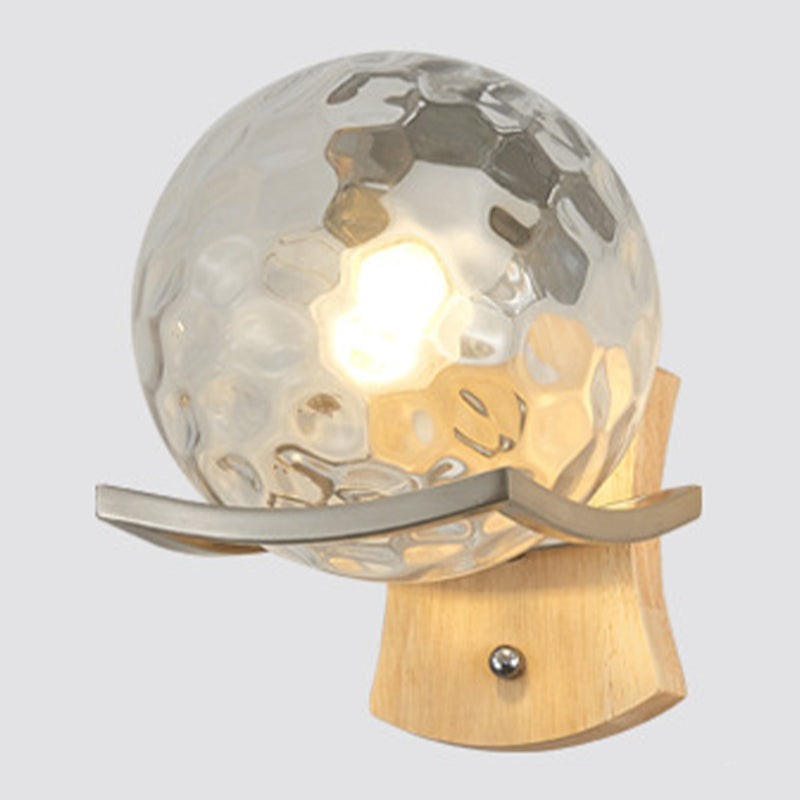 Modern Style Spherical Shape Wall Sconce Glass 1 Light Sconces for Bedroom
