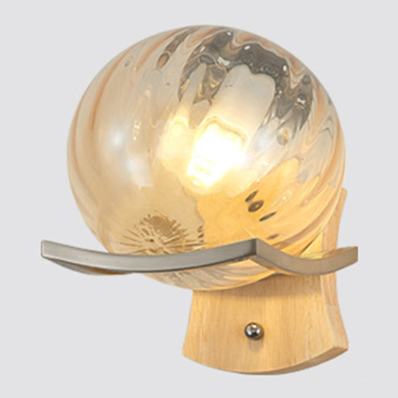 Modern Style Spherical Shape Wall Sconce Glass 1 Light Sconces for Bedroom