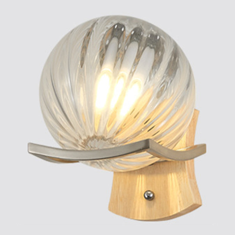 Modern Style Spherical Shape Wall Sconce Glass 1 Light Sconces for Bedroom