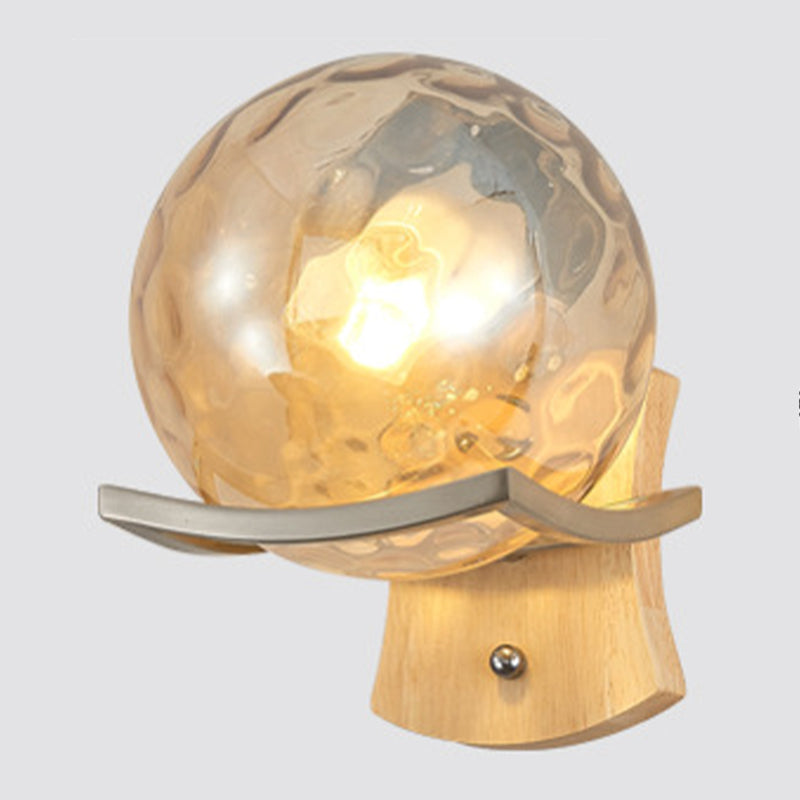 Modern Style Spherical Shape Wall Sconce Glass 1 Light Sconces for Bedroom