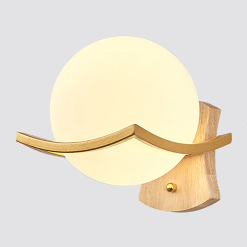 Modern Style Spherical Shape Wall Sconce Glass 1 Light Sconces for Bedroom