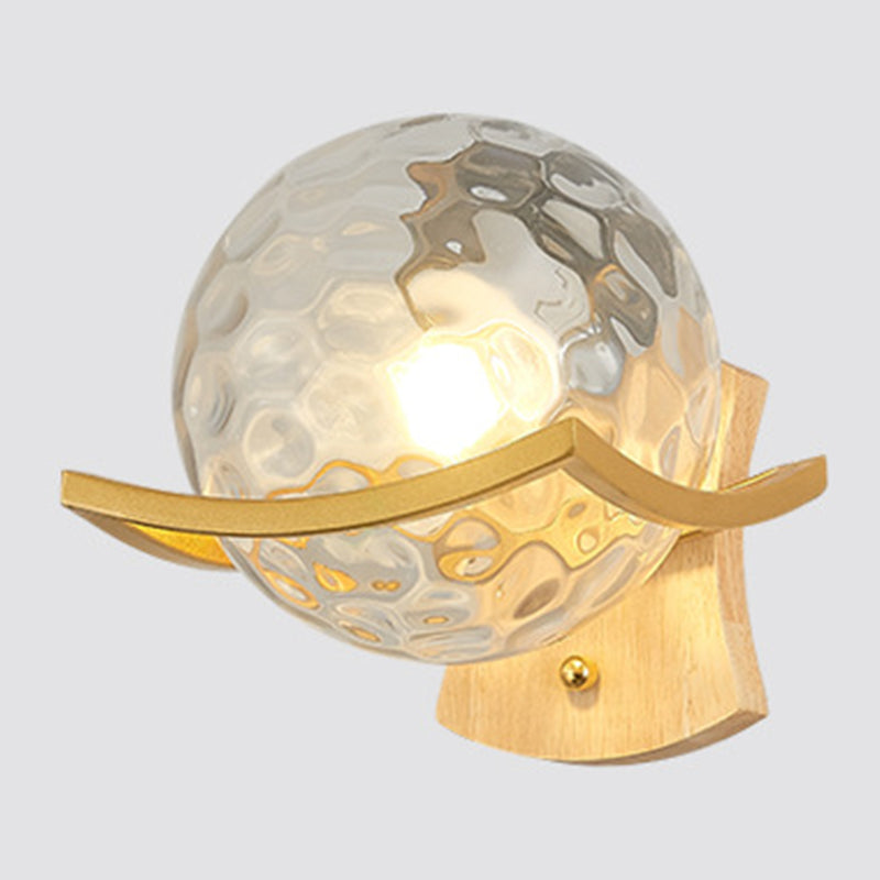 Modern Style Spherical Shape Wall Sconce Glass 1 Light Sconces for Bedroom