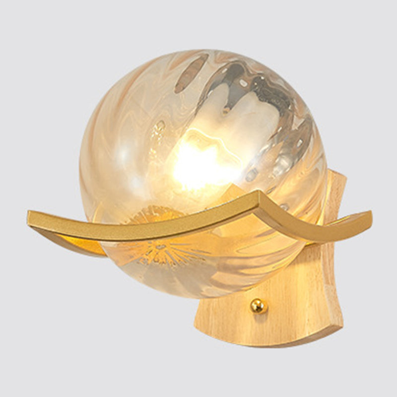 Modern Style Spherical Shape Wall Sconce Glass 1 Light Sconces for Bedroom