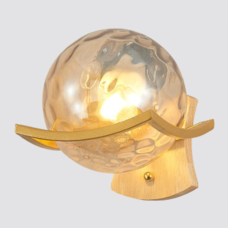 Modern Style Spherical Shape Wall Sconce Glass 1 Light Sconces for Bedroom