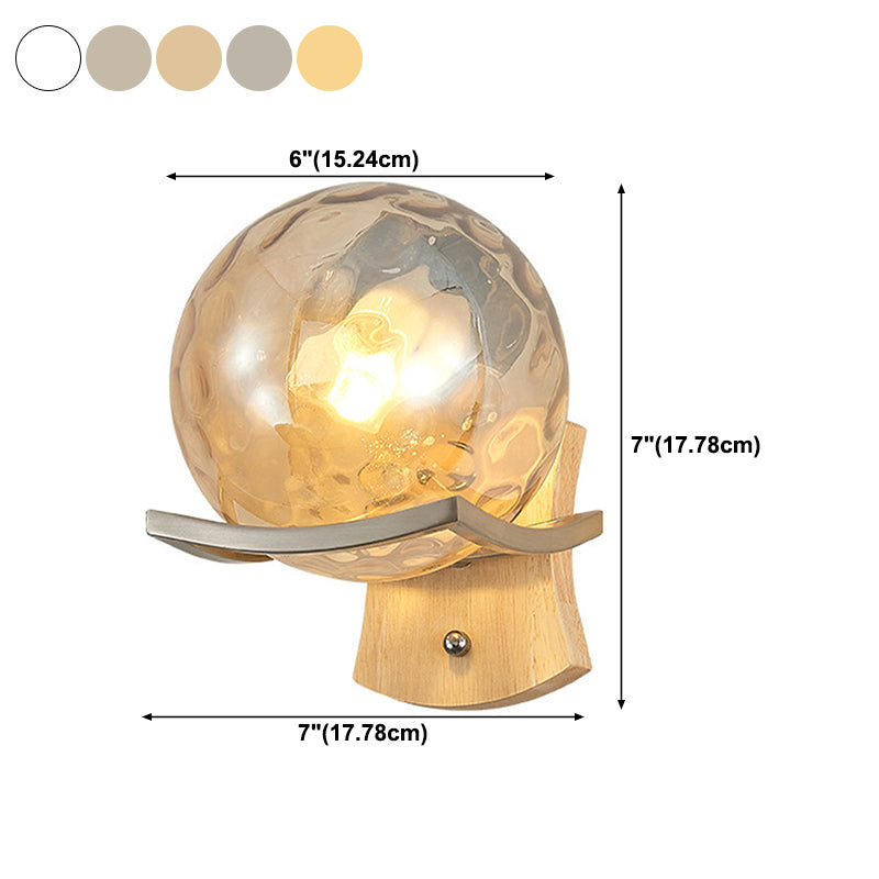 Modern Style Spherical Shape Wall Sconce Glass 1 Light Sconces for Bedroom