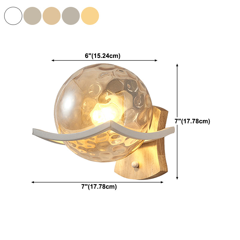 Modern Style Spherical Shape Wall Sconce Glass 1 Light Sconces for Bedroom