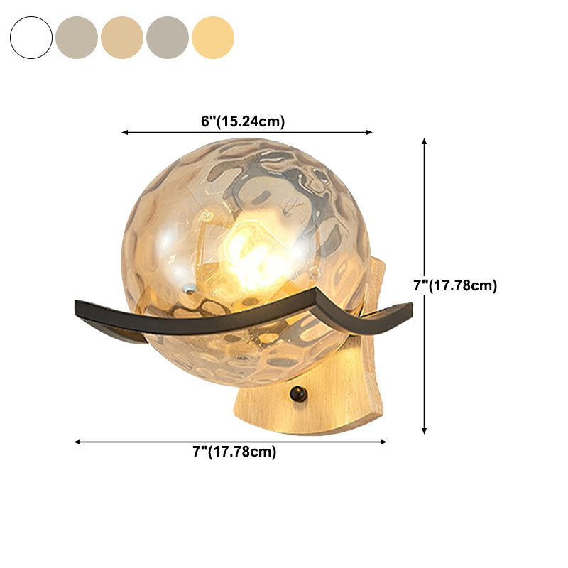 Modern Style Spherical Shape Wall Sconce Glass 1 Light Sconces for Bedroom