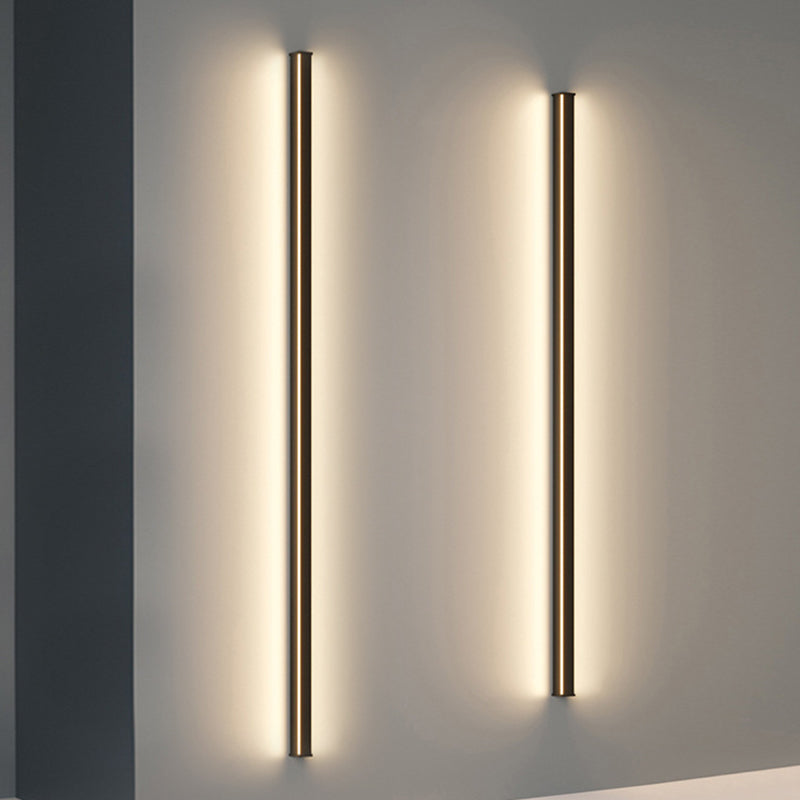 Metal Linear Shape Wall Light Modern Style 1-Light Wall Light Sconces in Black