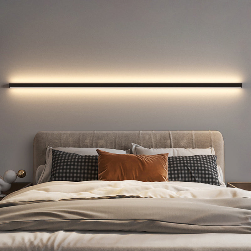 Metal Linear Shape Wall Light Modern Style 1-Light Wall Light Sconces in Black