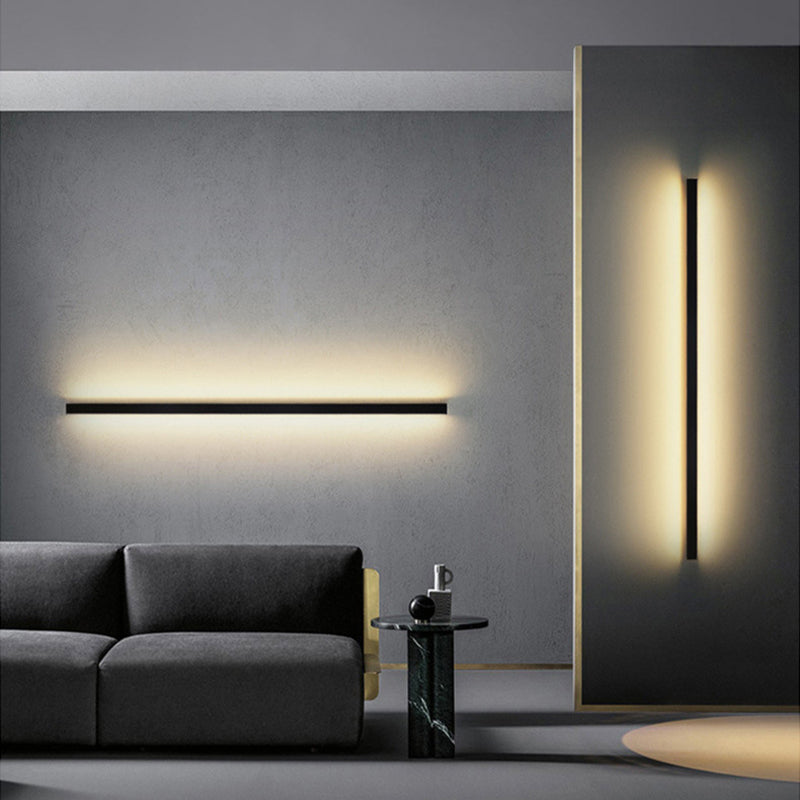 Metal Linear Shape Wall Light Modern Style 1-Light Wall Light Sconces in Black