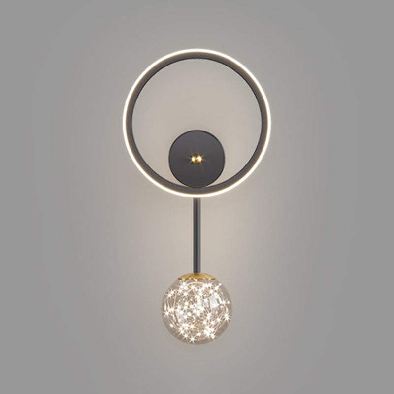 Modern Style Spherical Shape Wall Sconce Glass 2 Light Sconces for Living Room