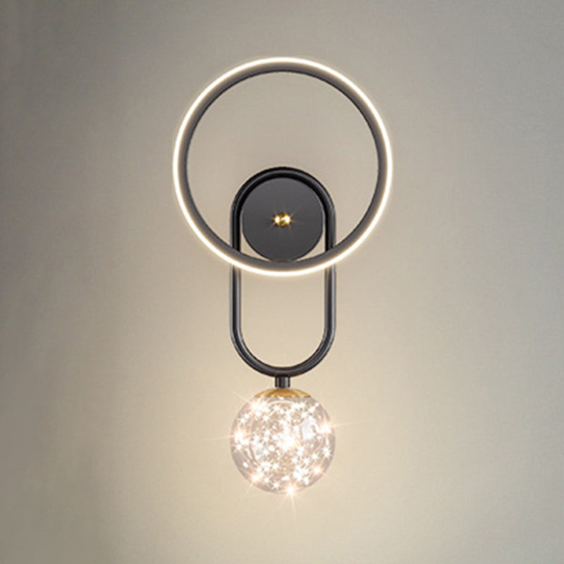 Modern Style Spherical Shape Wall Sconce Glass 2 Light Sconces for Living Room