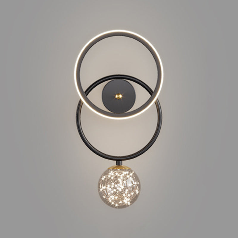 Modern Style Spherical Shape Wall Sconce Glass 2 Light Sconces for Living Room