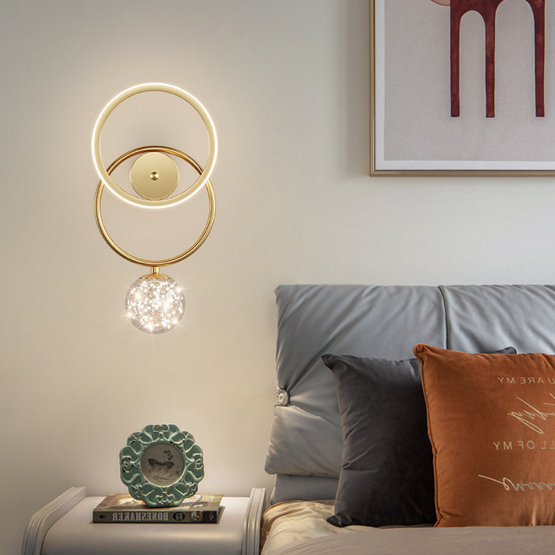 Modern Style Spherical Shape Wall Sconce Glass 2 Light Sconces for Living Room