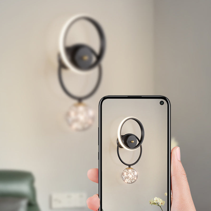 Modern Style Spherical Shape Wall Sconce Glass 2 Light Sconces for Living Room