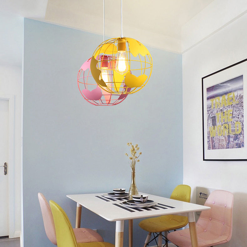 8 "/12" brede bol kooi metalen hanglamp industrieel 1 lichte woonkamer hangende lamp in zwart/wit/roze