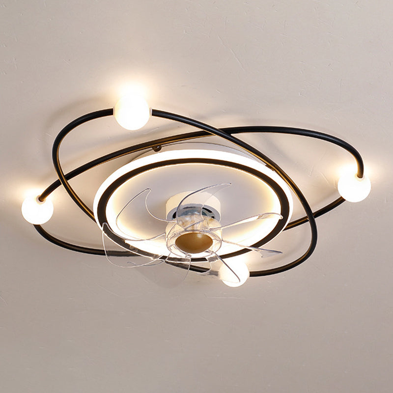 Nordic Style Ceiling Fan Lamp Iron Ceiling Fan Light with ABS Fan Blade for Bedroom