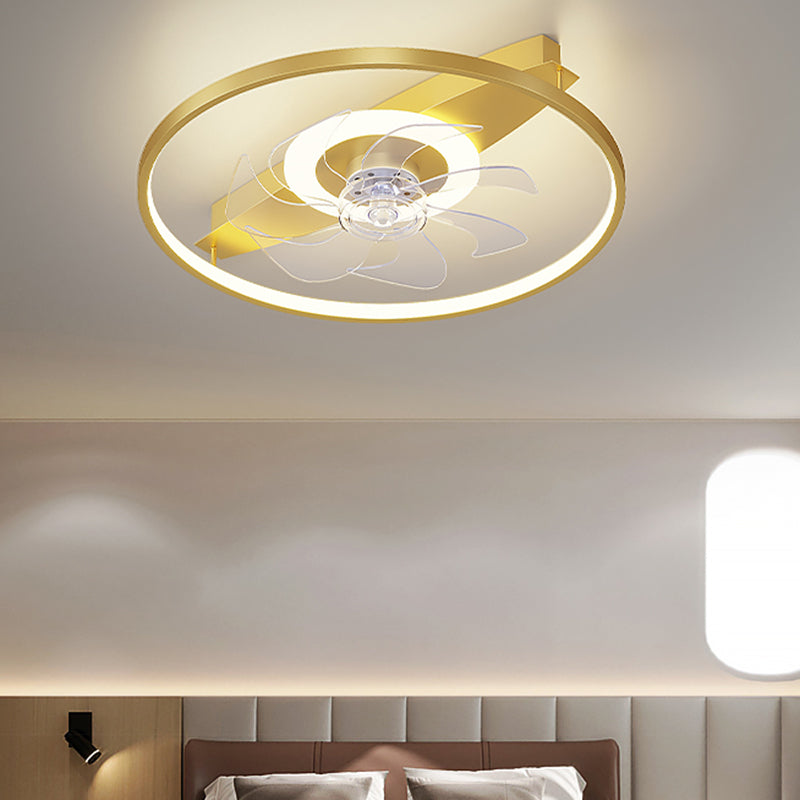 Simple Ceiling Fan Light Modern LED Ceiling Mount Lamp with Acrylic Shade for Bedroom