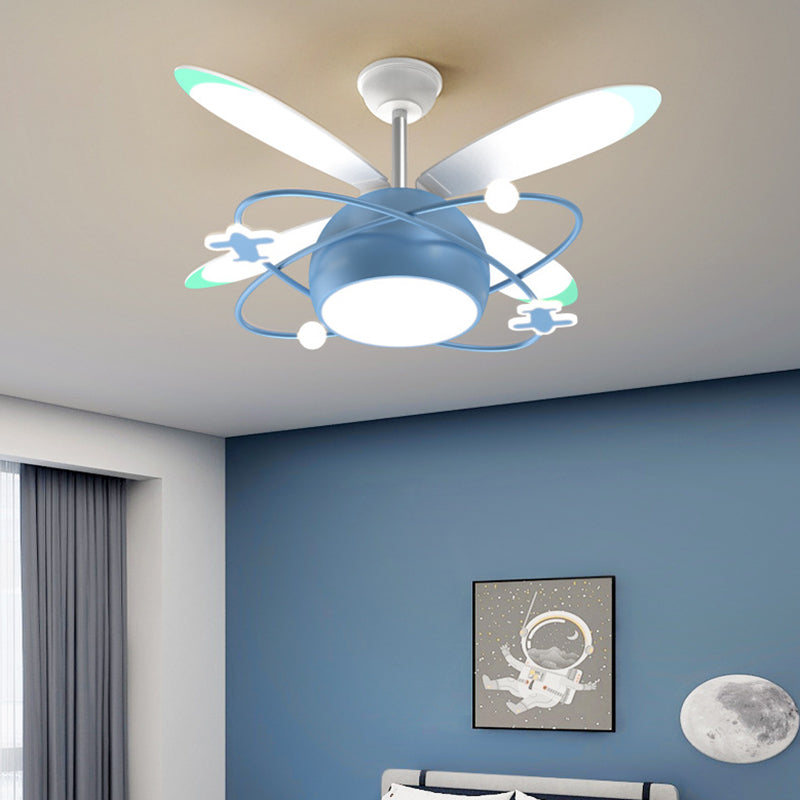 Children Ceiling Fan Light LED Ceiling Mount Lamp with Acrylic Shade for Kid's Room