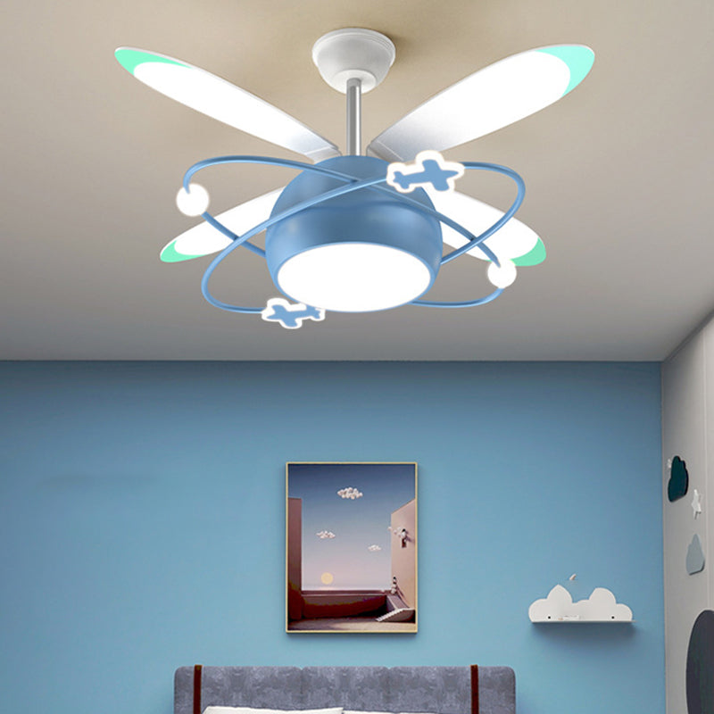 Children Ceiling Fan Light LED Ceiling Mount Lamp with Acrylic Shade for Kid's Room