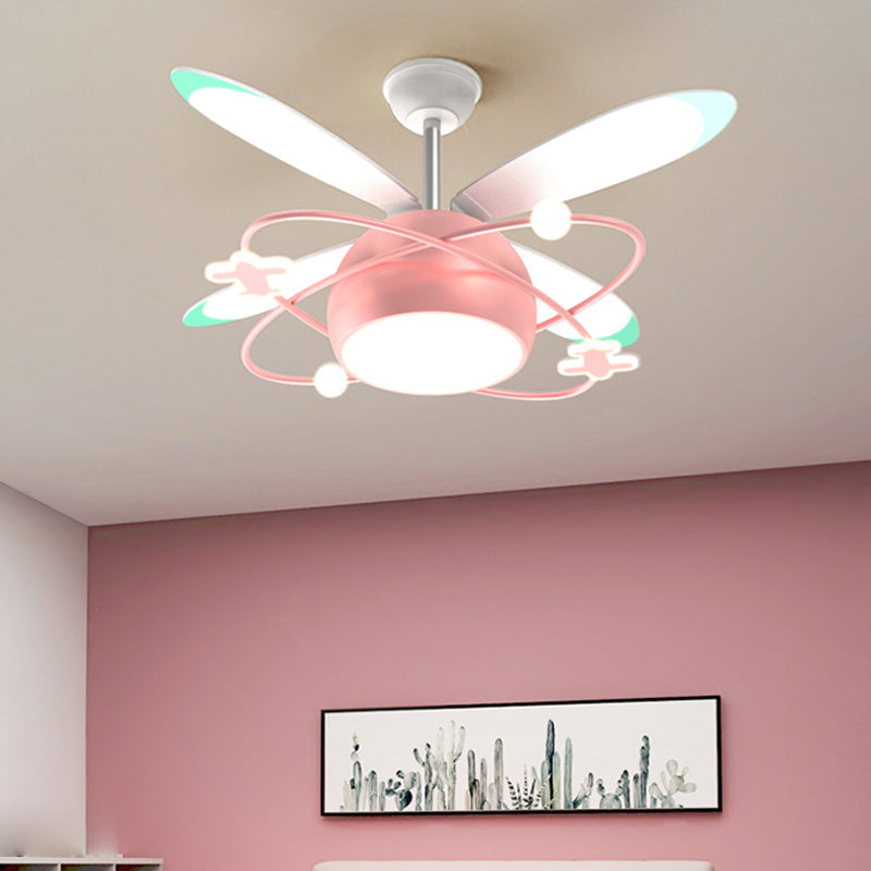 Children Ceiling Fan Light LED Ceiling Mount Lamp with Acrylic Shade for Kid's Room