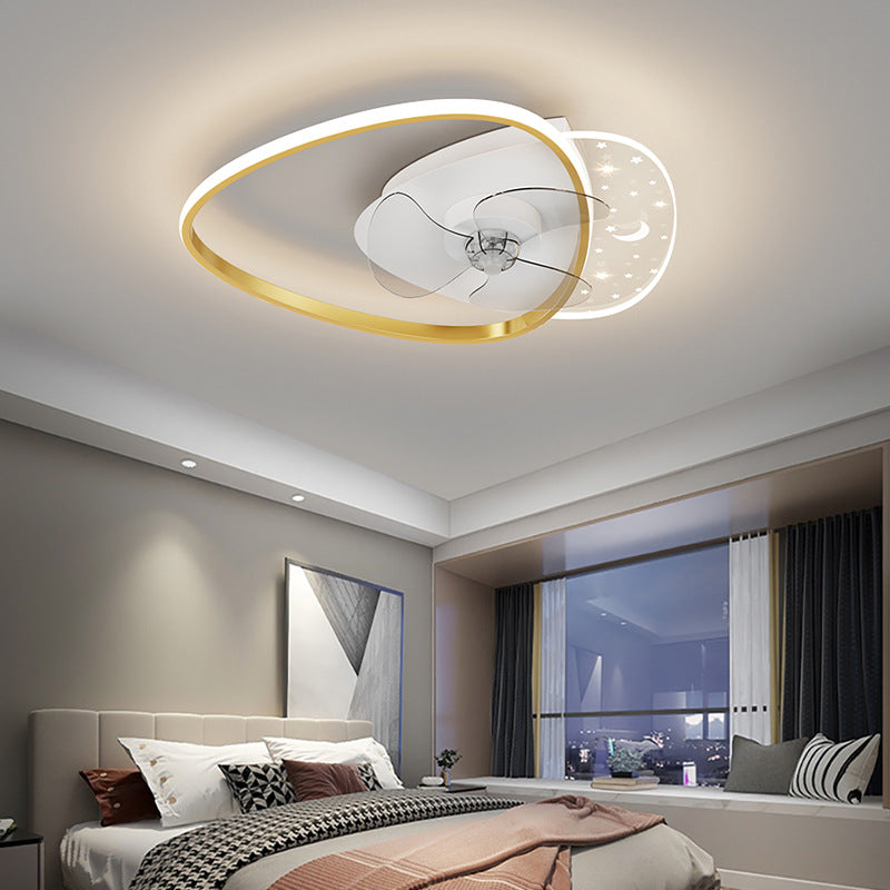 Children LED Ceiling Fan Light Simple Ceiling Mount Lamp with Acrylic Shade for Kid's Room