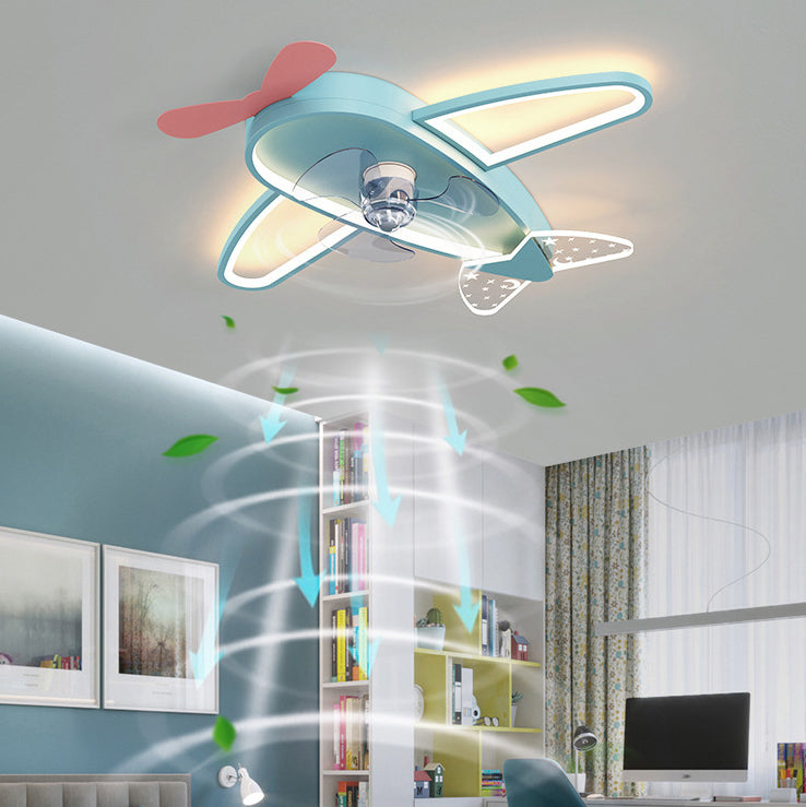 Children LED Ceiling Fan Light Simple Ceiling Mount Lamp with Acrylic Shade for Kid's Room