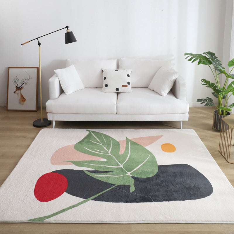 Pink Nordic Rug Polyester Irregular Color Block Rug Washable Rug for Living Room
