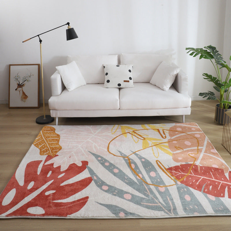 Pink Nordic Rug Polyester Irregular Color Block Rug Washable Rug for Living Room