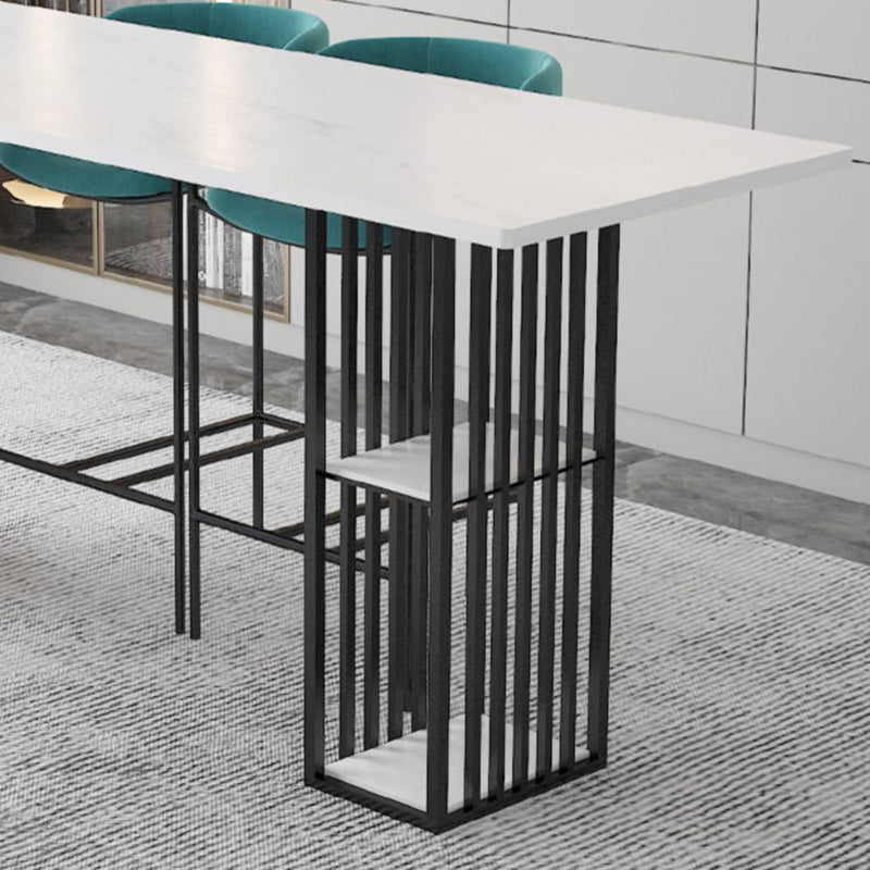 Industrial Bar Table Stone Top 42-inch Height Pub Table for Coffee Shop