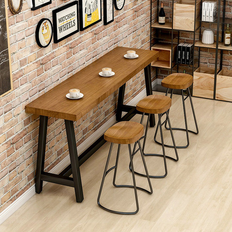 Industrial Trestle Bistro Accent Dining Table Rectangle Indoor Patio Bar Table