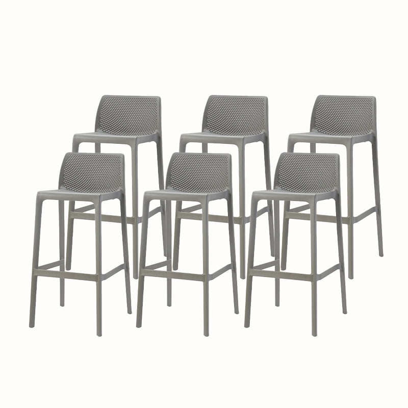 Modern Backrest Armless Counter Stool Plastic Hollowed Cafe Bar Stool with 4 Legs