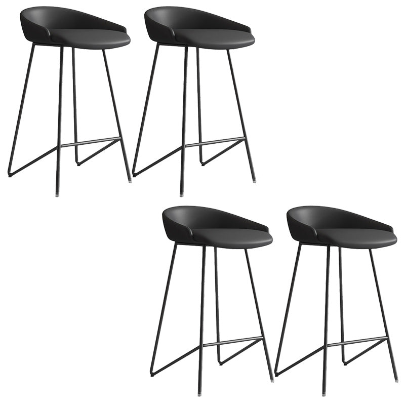 Modern Backrest Armless Counter Stool Iron Bar Stool with Leather Cushion