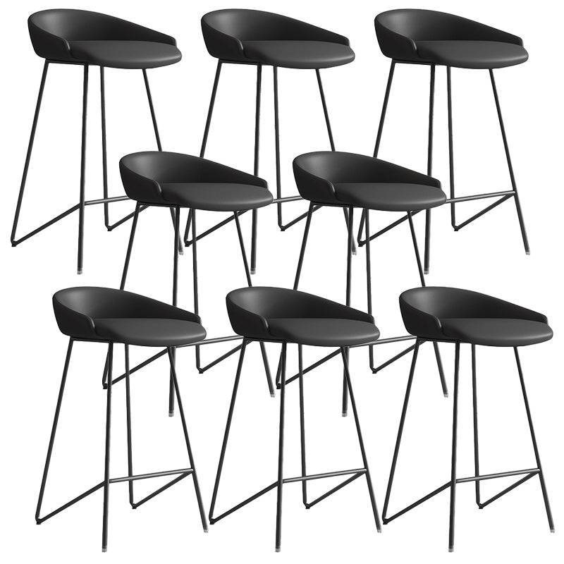 Modern Backrest Armless Counter Stool Iron Bar Stool with Leather Cushion