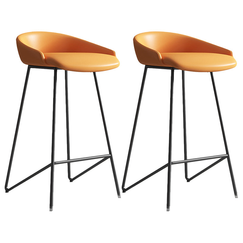 Modern Backrest Armless Counter Stool Iron Bar Stool with Leather Cushion
