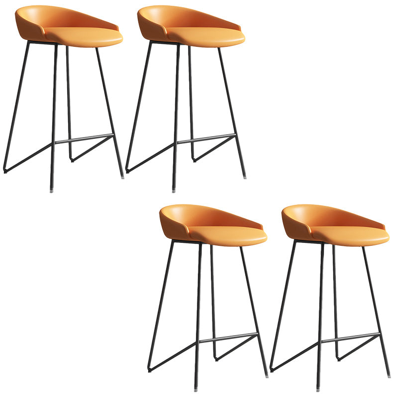 Modern Backrest Armless Counter Stool Iron Bar Stool with Leather Cushion