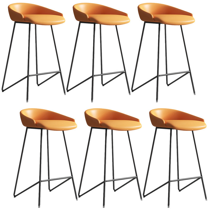 Modern Backrest Armless Counter Stool Iron Bar Stool with Leather Cushion